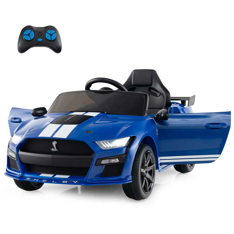 12V Kids Ride-On Car, Licensed Ford Mustang Shelby GT500 Electric Vehicle Racing Car with Remote Control, 2 Speeds & LED Lights for Ages 3-8