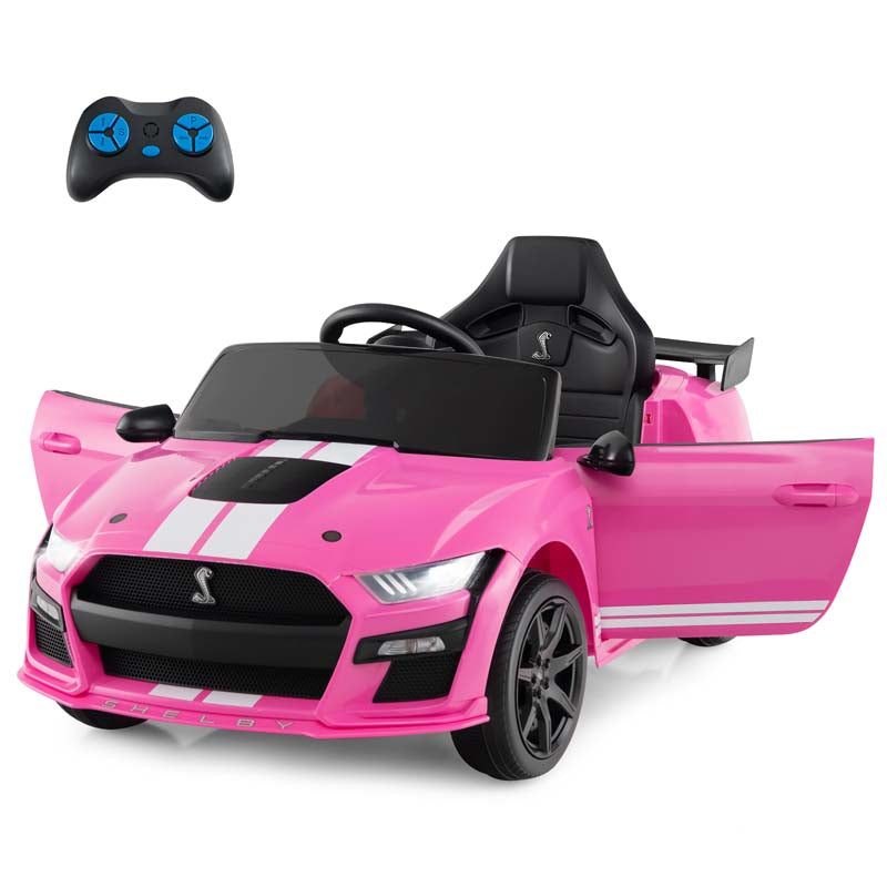 12V Kids Ride-On Car, Licensed Ford Mustang Shelby GT500 Electric Vehicle Racing Car with Remote Control, 2 Speeds & LED Lights for Ages 3-8