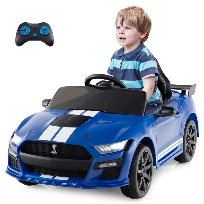 12V Kids Ride-On Car, Licensed Ford Mustang Shelby GT500 Electric Vehicle Racing Car with Remote Control, 2 Speeds & LED Lights for Ages 3-8