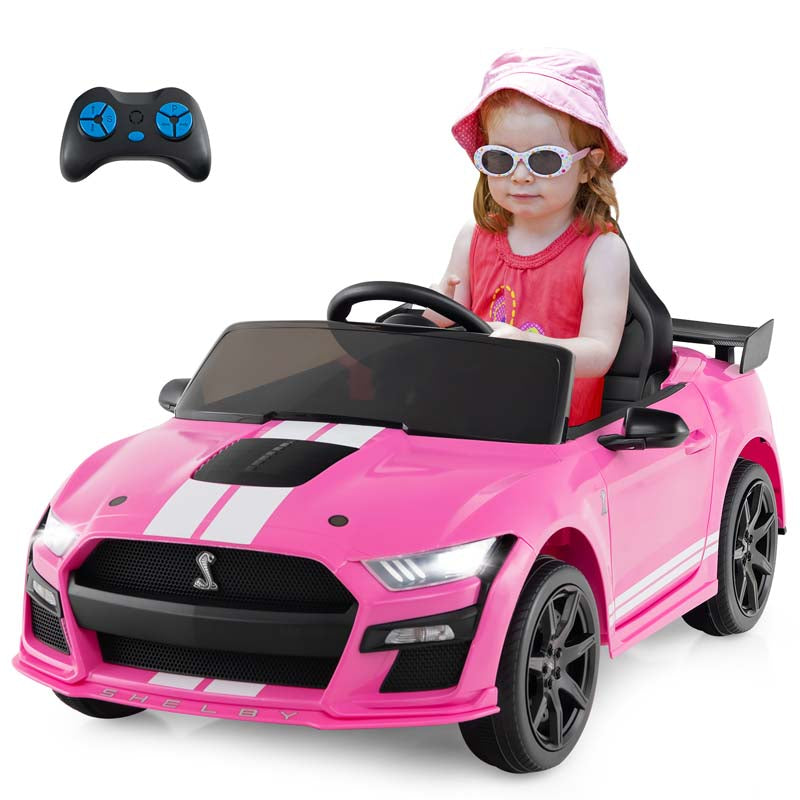 12V Kids Ride-On Car, Licensed Ford Mustang Shelby GT500 Electric Vehicle Racing Car with Remote Control, 2 Speeds & LED Lights for Ages 3-8