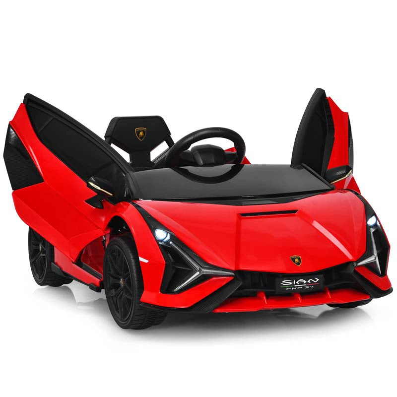 12V Licensed Lamborghini Sian FKP 37 Kids Ride-On Car with Remote, Electric Toy Roadster Carbon Fiber Textured for Toddler