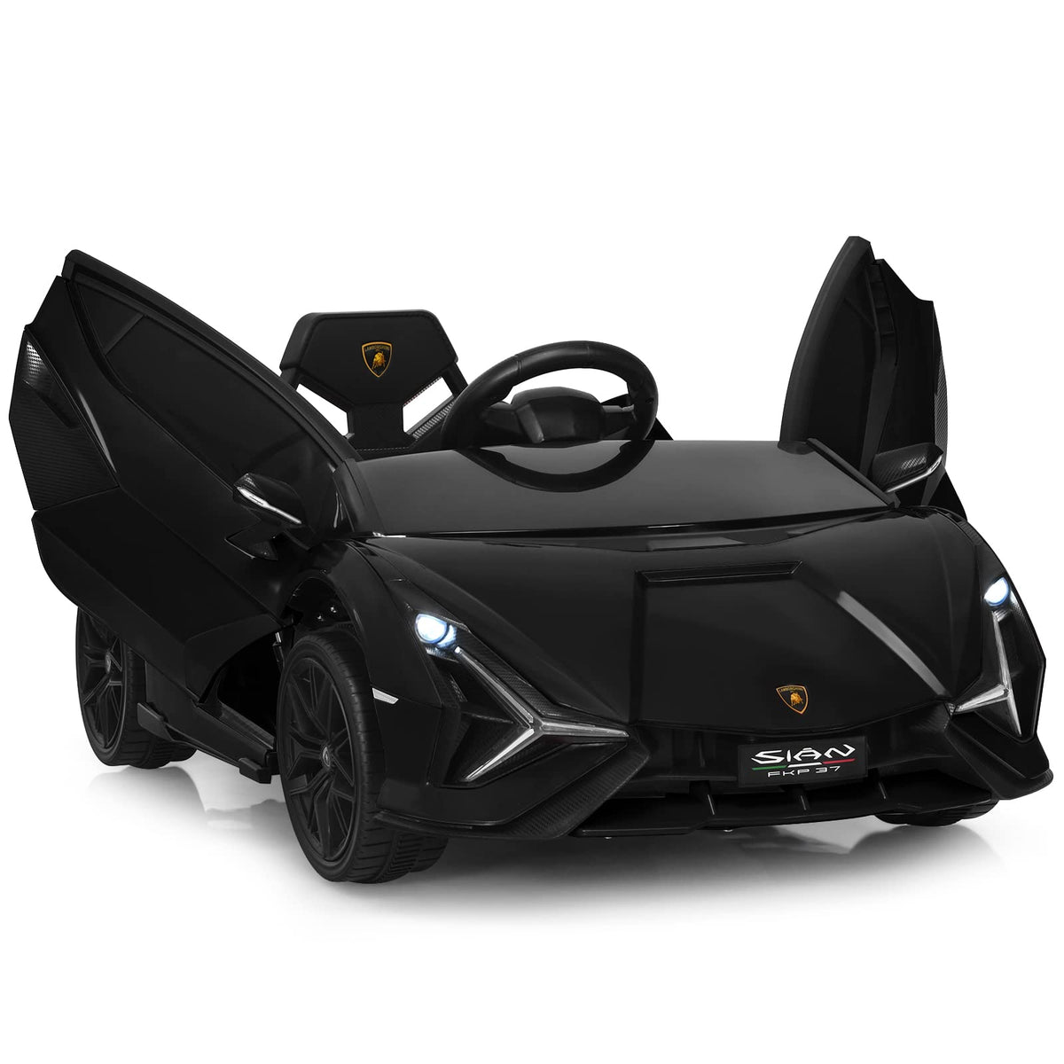 12V Licensed Lamborghini Sian FKP 37 Kids Ride-On Car with Remote, Electric Toy Roadster Carbon Fiber Textured for Toddler