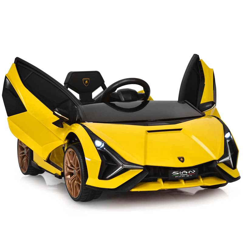 12V Licensed Lamborghini Sian FKP 37 Kids Ride-On Car with Remote, Electric Toy Roadster Carbon Fiber Textured for Toddler