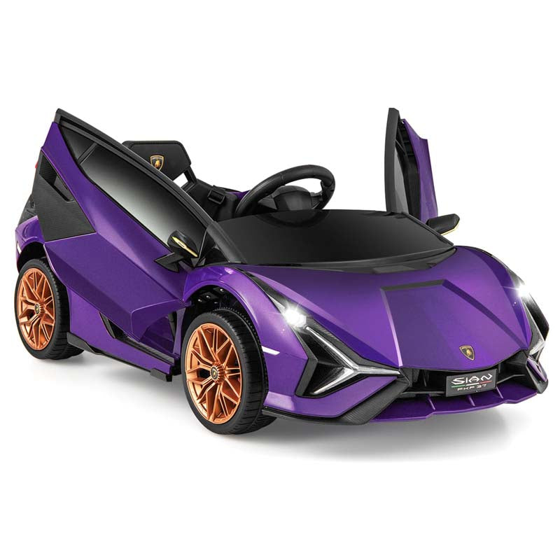 12V Licensed Lamborghini Sian FKP 37 Kids Ride-On Car with Remote, Electric Toy Roadster Carbon Fiber Textured for Toddler