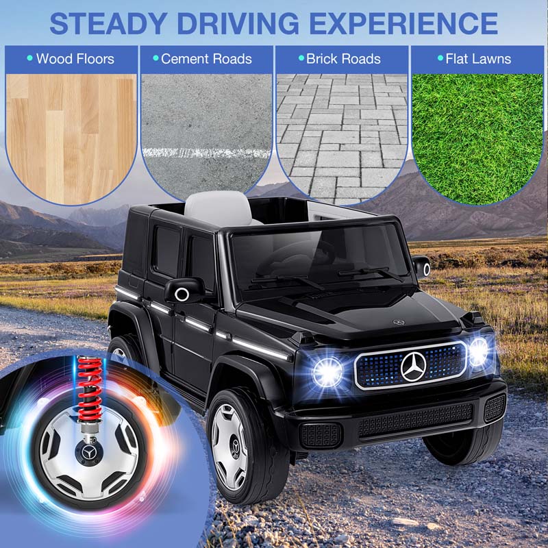 12V 4WD Kids Ride On Car, Licensed Mercedes-Benz EQG Battery Powered Electric Vehicle with Remote Control & Music