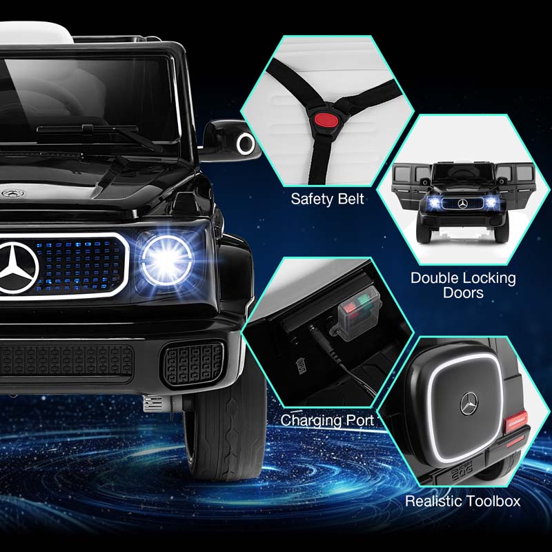 12V 4WD Kids Ride On Car, Licensed Mercedes-Benz EQG Battery Powered Electric Vehicle with Remote Control & Music