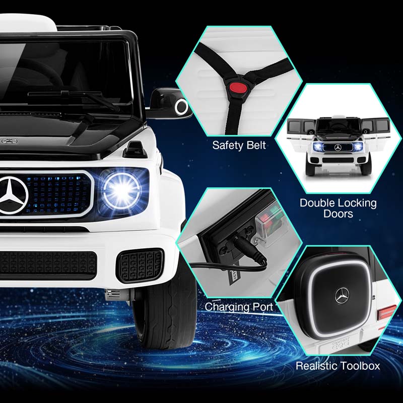12V 4WD Kids Ride On Car, Licensed Mercedes-Benz EQG Battery Powered Electric Vehicle with Remote Control & Music