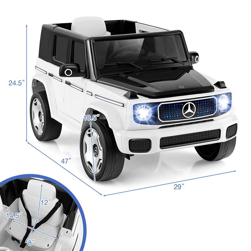 12V 4WD Kids Ride On Car, Licensed Mercedes-Benz EQG Battery Powered Electric Vehicle with Remote Control & Music