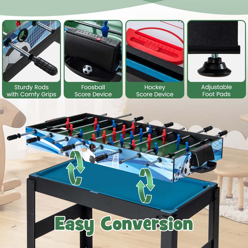 14-in-1 Multi Game Table, Combo Game Table w/Foosball, Air Hockey, Pool, Table Tennis, Basketball, Chess, Checkers, Bowling, Shuffleboard