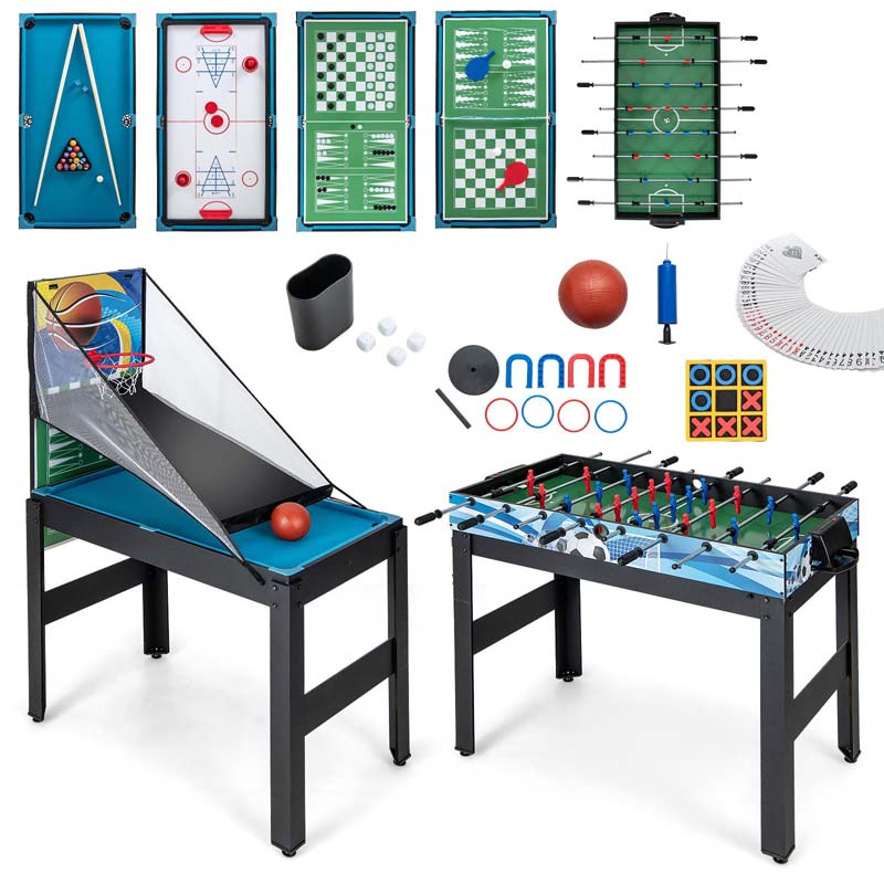 14-in-1 Multi Game Table, Combo Game Table w/Foosball, Air Hockey, Pool, Table Tennis, Basketball, Chess, Checkers, Bowling, Shuffleboard