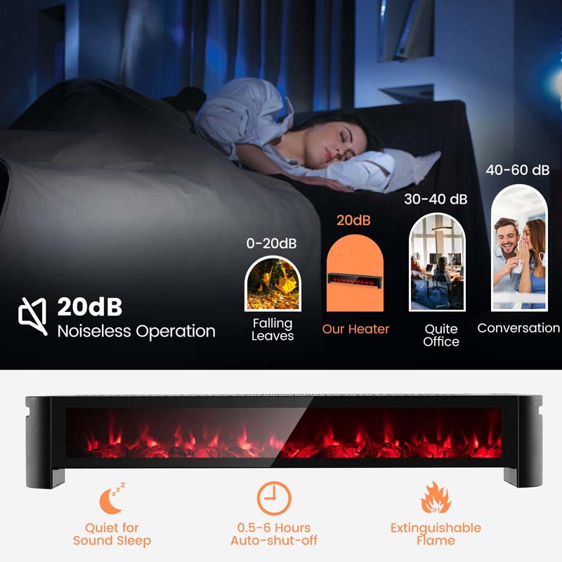 1400W Electric Baseboard Heater with Remote, 6 Adjustable Realistic 3D Flame, IPX4 Waterproof Convection Space Heater for Indoor Use