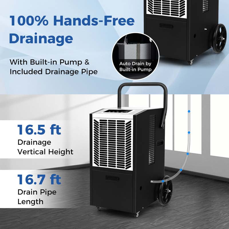140 Pints 4500 Sq.Ft Crawl Space Dehumidifier with Pump & Drain Hose, Portable Industrial Commercial Dehumidifier for Basement Warehouse