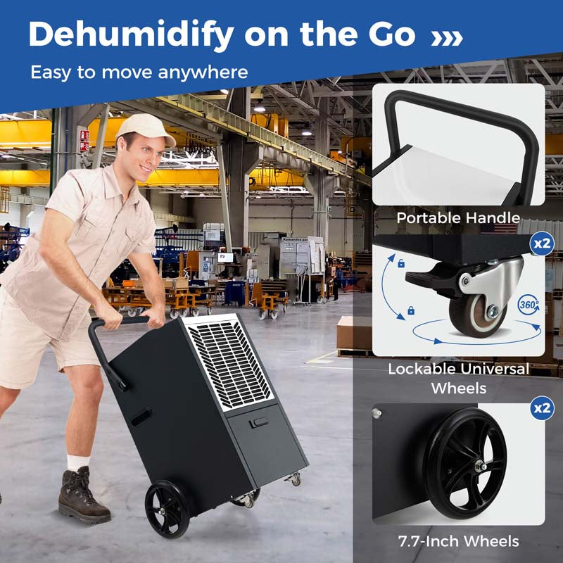 140 Pints 4500 Sq.Ft Crawl Space Dehumidifier with Pump & Drain Hose, Portable Industrial Commercial Dehumidifier for Basement Warehouse