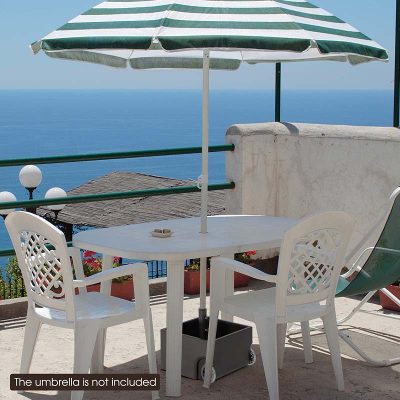 170 lbs 2-in-1 Patio Fillable Umbrella Base, Heavy Duty Umbrella Stand with Wheels, Planter Box & Drainage Hole for Patio Garden Poolside