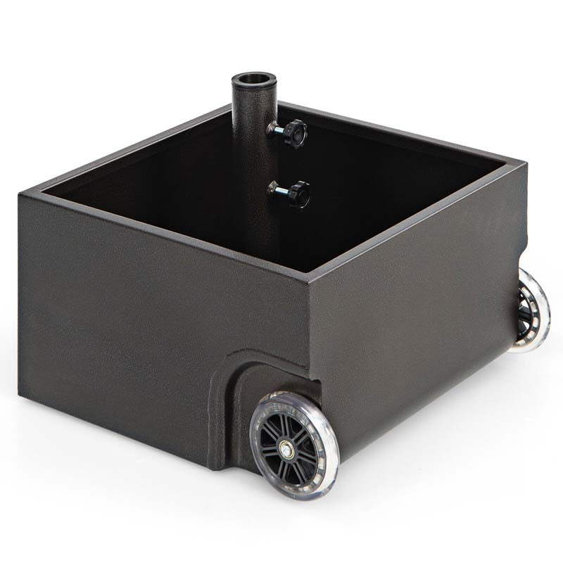 170 lbs 2-in-1 Patio Fillable Umbrella Base, Heavy Duty Umbrella Stand with Wheels, Planter Box & Drainage Hole for Patio Garden Poolside
