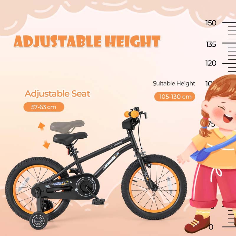 16" Kids Bike for 4-7 Years Old Girls Boys Sport Bicycle with Adjustable Saddle, Training Wheels, Reflectors