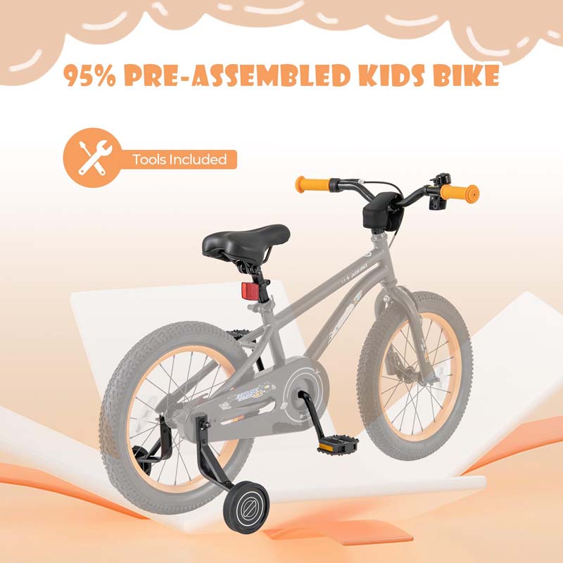 16" Kids Bike for 4-7 Years Old Girls Boys Sport Bicycle with Adjustable Saddle, Training Wheels, Reflectors
