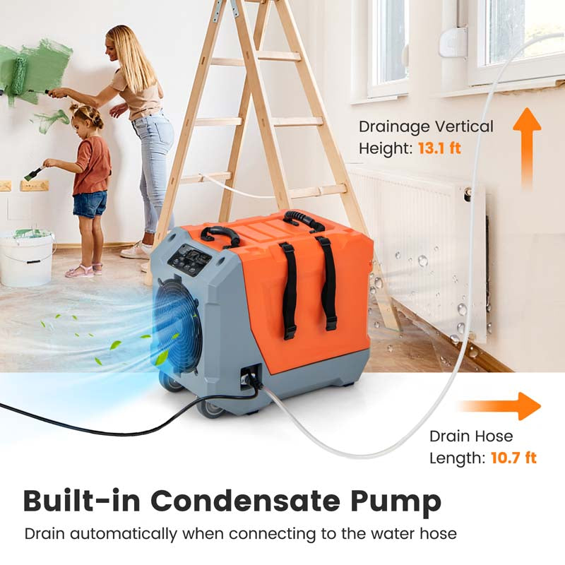 163 PPD Commercial Dehumidifier Built-in Pump & Drain Hose, Auto Defrost, Portable Industrial Dehumidifier for Basement