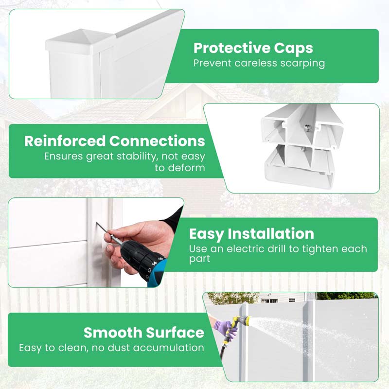 2/4 Panels Air Conditioner Fence, 48"W x 48"H Outdoor Privacy Screen Decorative Trash Can Enclosure PVC Pickets for Garden Patio Lawn