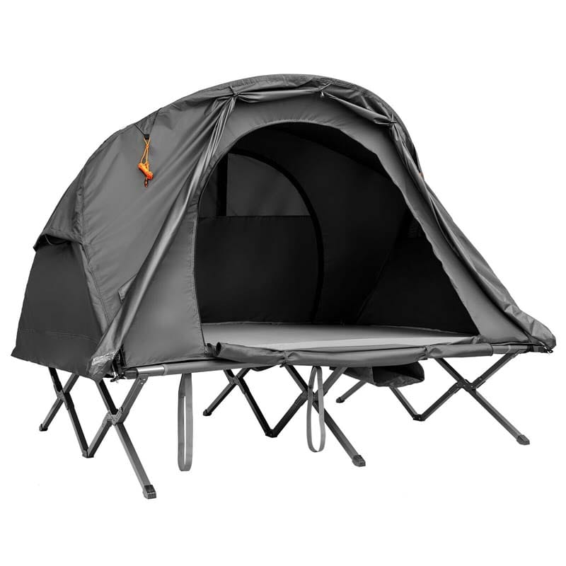 2-Person 4-in-1 Camping Cot Tent Off-Ground Elevated Folding Tent with Cover, Mattress & Roller Carrying Bag