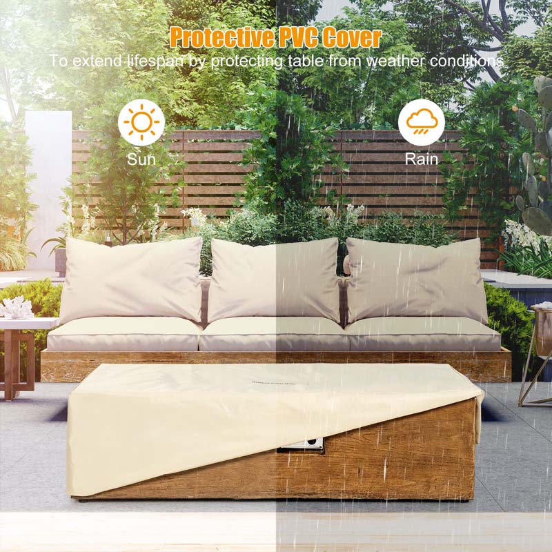 2-Piece Propane Fire Pit Table Set with 20 Gal. Tank Side Table, 48" 50,000 BTU Rectangular Outdoor Gas Fire Table w/Waterproof Cover for Patio Garden