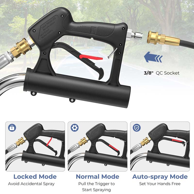 20" Pressure Washer Surface Cleaner, 4000 PSI Stainless Steel Cleaner Attachment with Casters, Dual Handles & 3/8" Quick-Connect for Driveway, Patio