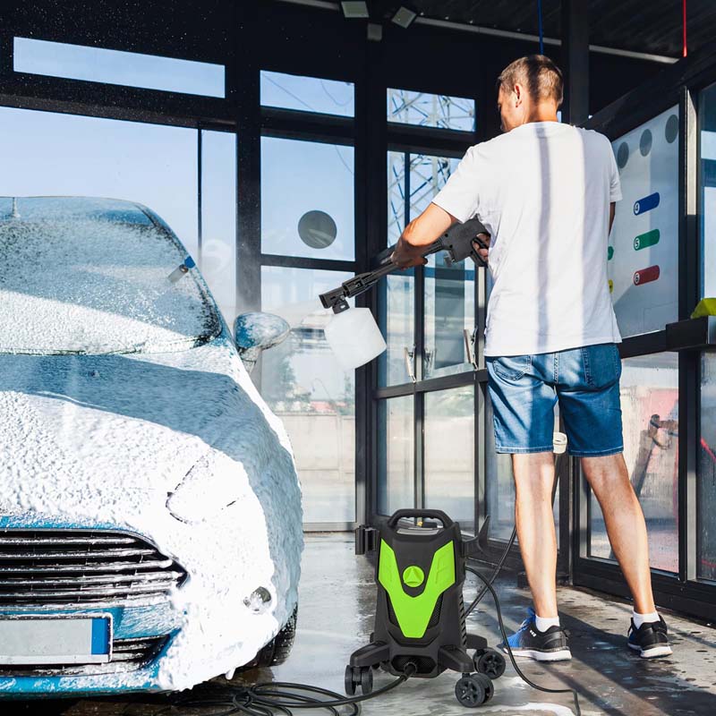 2400 PSI 1.7 GPM Portable Electric High-Pressure Power Washer w/4 Quick Nozzles & Universal Wheels, IPX5 Floor Car Wash Cleaning Machine