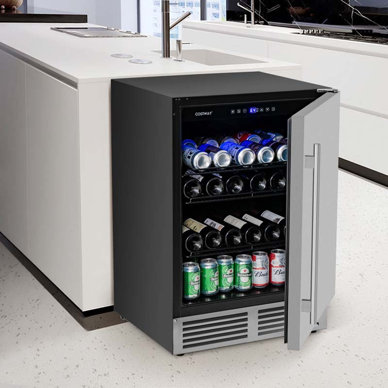 190 Cans Under Counter Drink Beverage Fridge w/Removable Shelves, 24" Built-in & Freestanding Wine Refrigerator Cooler