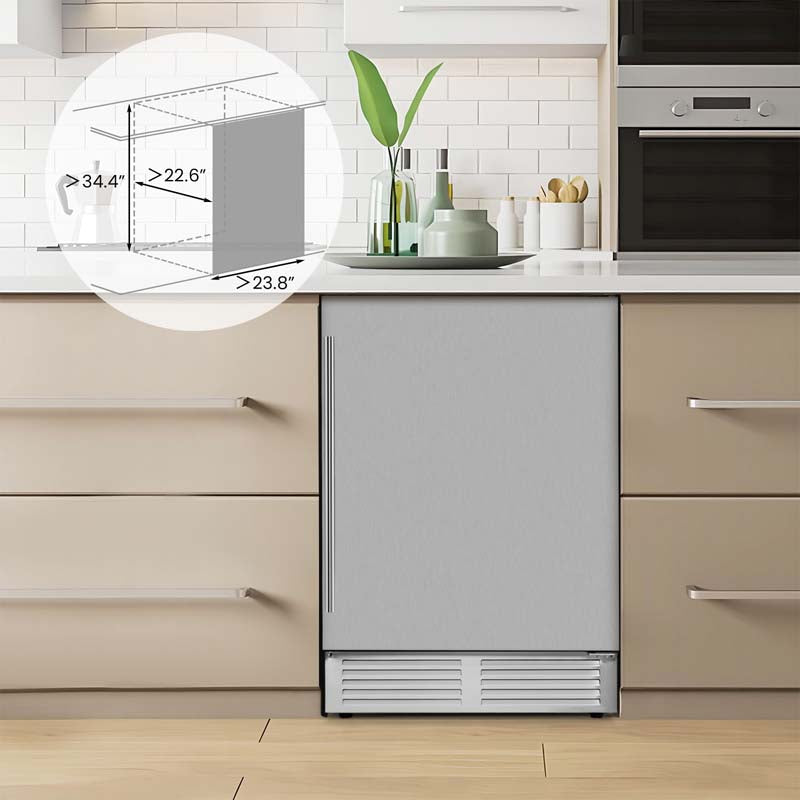 190 Cans Under Counter Drink Beverage Fridge w/Removable Shelves, 24" Built-in & Freestanding Wine Refrigerator Cooler
