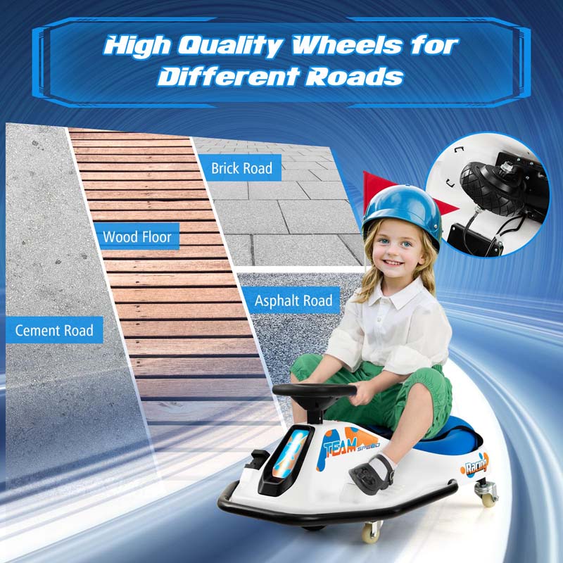 24V Kids Ride On Drift Car with 360° Spin, 3 Flags Included, Electric Drifting Go Kart for Kids, Racing Car for Toddlers Aged 3+