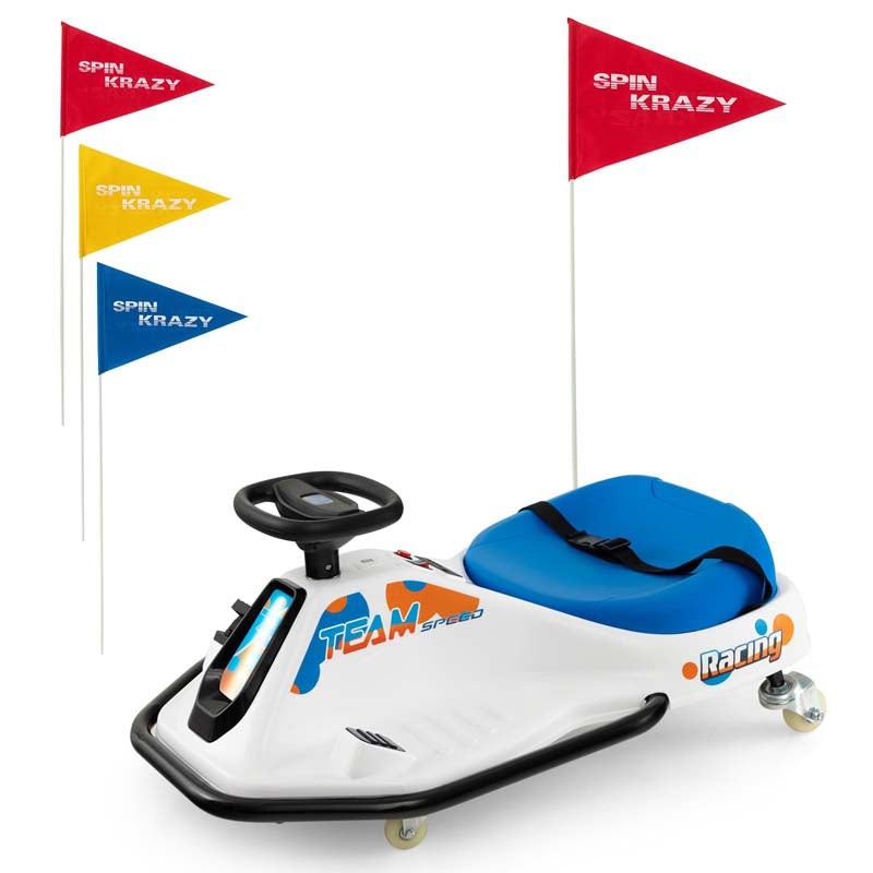 24V Kids Ride On Drift Car with 360° Spin, 3 Flags Included, Electric Drifting Go Kart for Kids, Racing Car for Toddlers Aged 3+