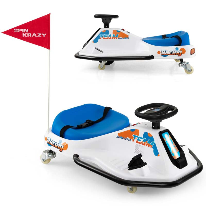 24V Kids Ride On Drift Car with 360° Spin, 3 Flags Included, Electric Drifting Go Kart for Kids, Racing Car for Toddlers Aged 3+