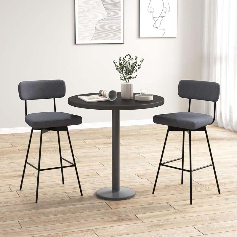 Swivel Bar Stools Set of 2, 29" Upholstered Bar Height Chairs with Back, Heavy-Duty Metal Legs & Footrest for Kitchen Island, Home Bar