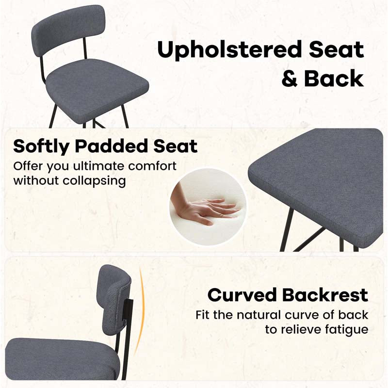 Swivel Bar Stools Set of 2, 29" Upholstered Bar Height Chairs with Back, Heavy-Duty Metal Legs & Footrest for Kitchen Island, Home Bar