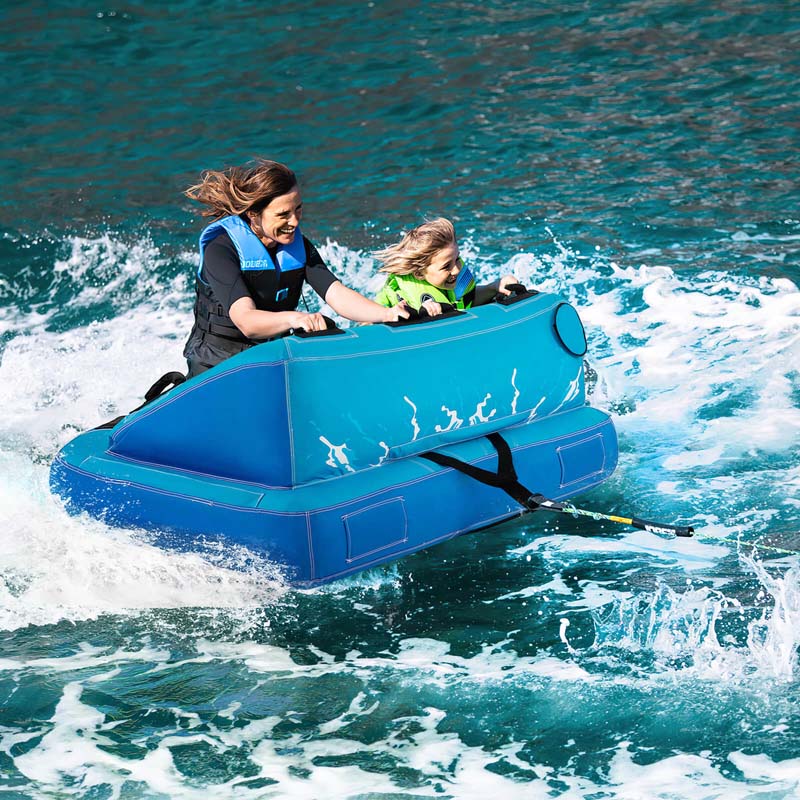 2-Person Inflatable Towable Tube for Boating, Water Sport Towable Sofa Style Boat Tube with Drainage, Dual Tow Points & EVA Seat Pads