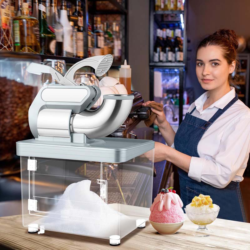 660LBS/H Commercial Ice Crusher, 300W ETL-Approved Stainless Steel Snow Cone Machine with Dual Blades & Safety Switch for Home Restaurant Bar