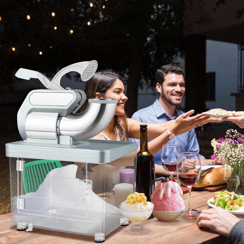 660LBS/H Commercial Ice Crusher, 300W ETL-Approved Stainless Steel Snow Cone Machine with Dual Blades & Safety Switch for Home Restaurant Bar
