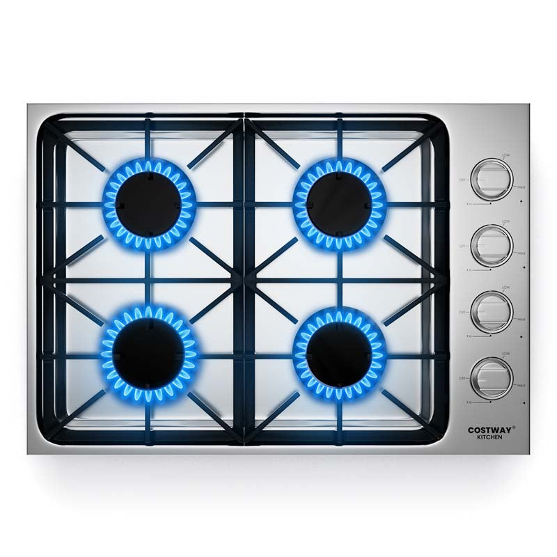 30/36" Gas Cooktop Stainless Steel Gas Stove Top with 4/6 Sealed Burners, ABS Knobs, NG/LP Convertible Gas Range Top for Kitchen