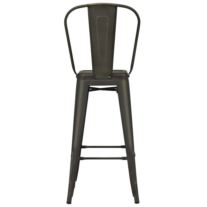 Industrial Stackable Metal Bar Stools Set of 4 with Removable Back & Footrest, 30" High Back Bar Height Chairs for Kitchen Island, Home Pub