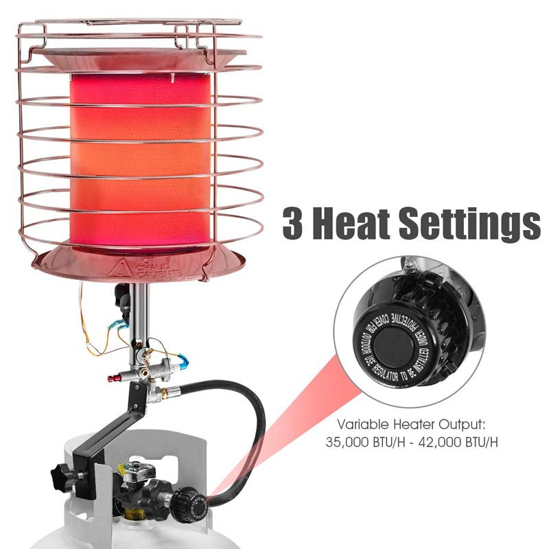 42,000 BTU Propane Tank Top Heater, 360° Portable Gas Tank Heater with Tip-Over Safety Switch for Indoor Outdoor Camping Hunting Ice Fishing, Garage