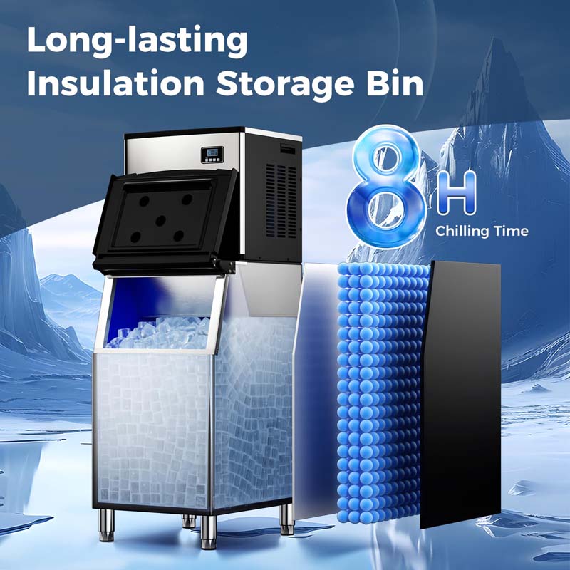 353LBS/24H Split Commercial Ice Maker Machine with 198LBS Storage Bin & Auto Self-Cleaning, Industrial Ice Maker w/SECOP Compressor