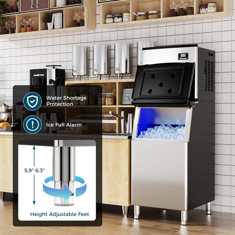 353LBS/24H Split Commercial Ice Maker Machine with 198LBS Storage Bin & Auto Self-Cleaning, Industrial Ice Maker w/SECOP Compressor