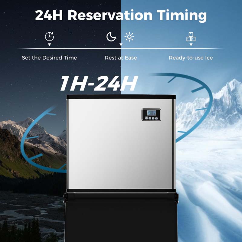 353LBS/24H Split Commercial Ice Maker Machine with 198LBS Storage Bin & Auto Self-Cleaning, Industrial Ice Maker w/SECOP Compressor