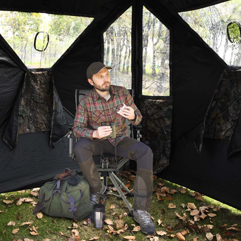 360° Silent Swivel Blind Chair, Portable Folding Hunting Chair with Adjustable Legs, Padded Armrests & 400LBS Capacity for Outdoor Fishing Camping