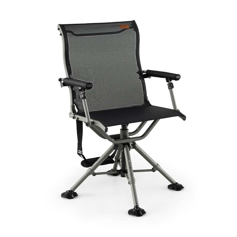 360° Silent Swivel Blind Chair, Portable Folding Hunting Chair with Adjustable Legs, Padded Armrests & 400LBS Capacity for Outdoor Fishing Camping