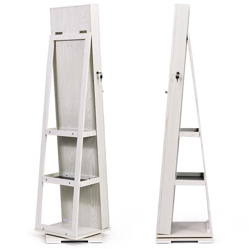 360° Rotating Jewelry Armoire with Higher Full Length Mirror, 3-in-1 Freestanding Lockable Jewelry Cabinet Organizer