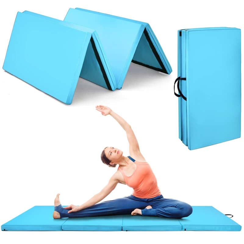 8' x 4' Anti-Tear Folding Gymnastics Mat for Yoga Fitness, 2" Thick 4-Panel Exercise Tumbling Mat with Carrying Handles