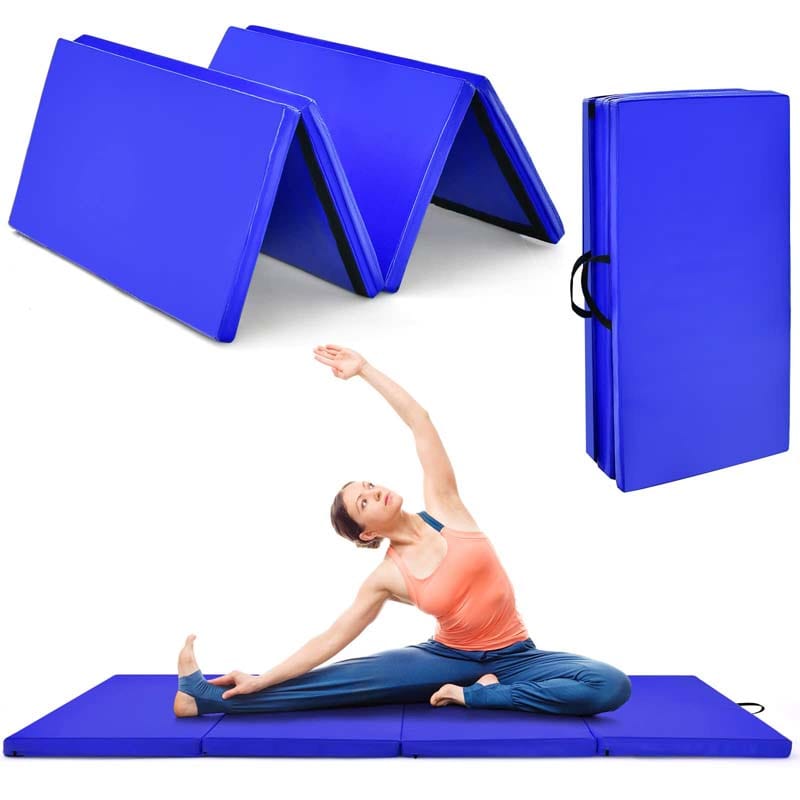 8' x 4' Anti-Tear Folding Gymnastics Mat for Yoga Fitness, 2" Thick 4-Panel Exercise Tumbling Mat with Carrying Handles