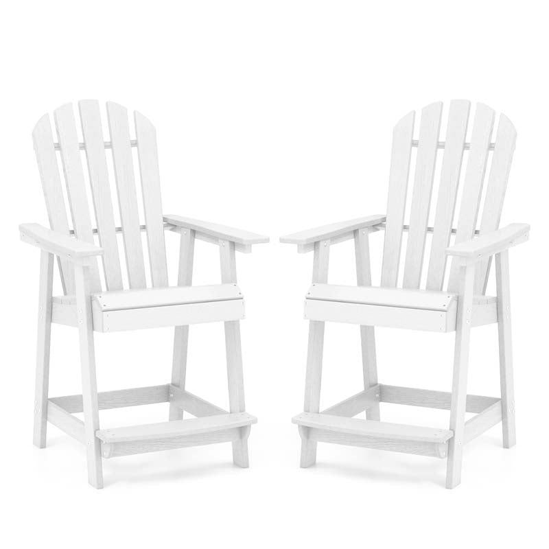 Outdoor HDPE Tall Adirondack Chair with Armrest & Footrest, Weather Resistant 47" Counter Height Barstool Balcony Chairs