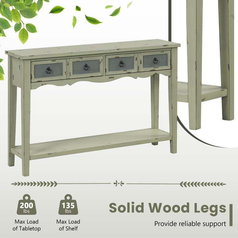 48" Vintage Entryway Console Table with 2 Storage Drawers, Open Shelf, Narrow Sofa Foyer Table for Hallway Living Room